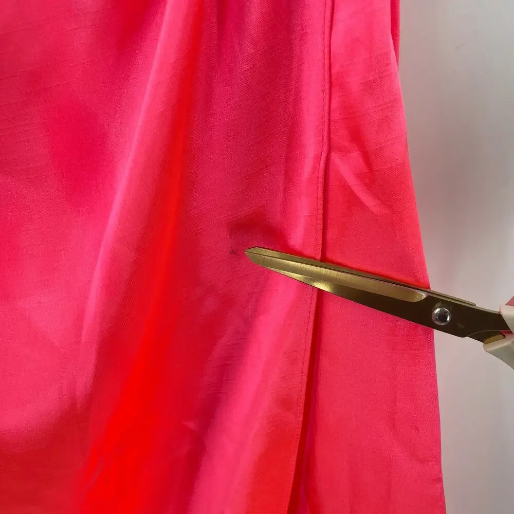 FRENCH CONNECTION Dress Size 6 Adaline Satin One Shoulder Midi Neon Pink NWT